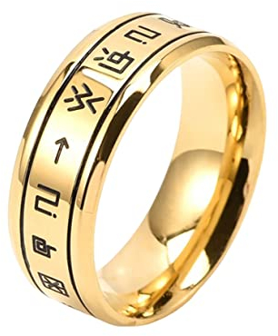 YAHOYA 8mm Edelstahl Digimon Ring Angemon Angewomon Heilige Ringe für Frauen Männer drehen Spinner Ringe