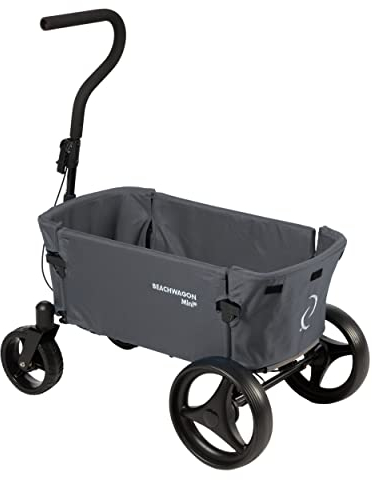 Beach Wagon Bollerwagen Faltbar MINI Dunkelgrau - 40KG Tragkraft - Kompakter Handwagen, Strandwagen, Klappbollerwagen für Strand, Garten, Einkäufe - 89 x 54 x 35 cm