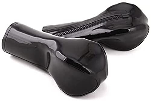 Latex Handschuhe Herren Gummi Boxhandschuhe Mit Reißverschluss Fingerlose Latex Ballhandschuhe,Schwarz,Groß