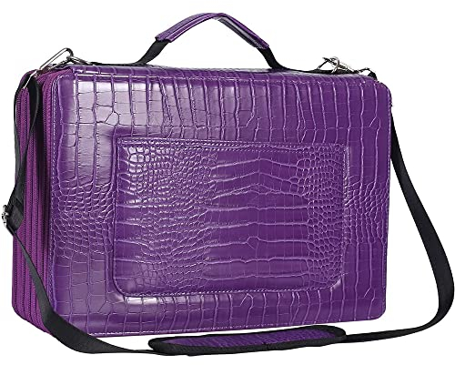 Shulaner Large Pencil Case with 500 Slots and 5 Zipper Layers - Large Capacity PU Leather Pencil Pouch Pen Case Organizer (Purple - Small Slot)