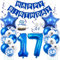 Daimay 17. Geburtstag Dekorationen Blau Geburtstagsdeko Mann Frauen Happy Birthday Banner Konfetti Luftballons Nummer Folienballons Stern Mylar Ballon Tortendeko für 17 Jahre Geburtstagsdeko