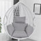 AALLYN Egg Chair Loungesessel aus Rattangeflecht mit weichem Kissen, Outdoor/Indoor mit höhenverstellbarem Knopf für Hinterhof, Garten, Balkon, Rasen, Wohnzimmer(Color:Grau)