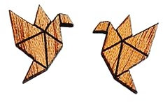 Ohrstecker Origami Vogel Kranich Holz Ohrringe Stecker Juvelato