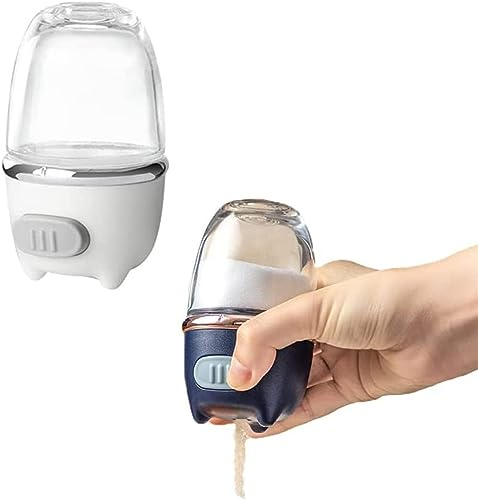 Salt And Pepper Shakers Precise Quantitative Push Type Salt Dispenser Glass Metered Salt And Pepper Shakers Quantitative Push Type Seasoning Bottle Press Type Quantitative Salt Seasoning Bottle ( Colo