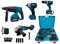 Kit 4 in 1 Trapano Avvitatore con Percussione + Flex Smerigliatrice Angolare + Svitabulloni Avvitatore impulsi + Martello Tassellatore SDS-PLUS Due Batterie da 68V Motore Brushless e Valigetta