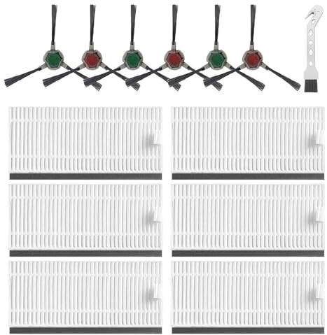 Saugroboter Zubehör für Airrobo P20,Zubehörset Waschbar und Wiederverwendbar Ersatzteile 13 Stück Enthält 6 HEPA-Filter,6 Seitenbürste,1 Bürste