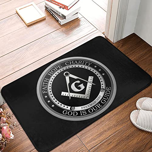 351 Doormat 40X60Cm Freimaurer-Glaube, Hoffnung Und Nächstenliebe, Freimaurer-Logo, Schwarz Fußmatte Mikrofaser Schuhabtreter Novelty Gummimatte Für Deko, Wohnzimmer, Schlafzimmer