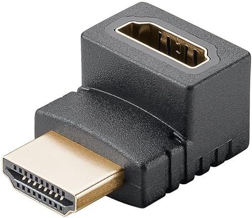goobay 65744 - Adaptador HDMI en ángulo de 90 Grados, contactos chapados en Oro, ángulo de 90°, 8 K a 60 Hz, 4K a 120 Hz, 48 Gbits/eARC, HDR