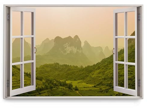Paul Sinus Wandbild 120x80cm Fensterbild Vietnam Landschaft Tal Grün Berge Tropisch