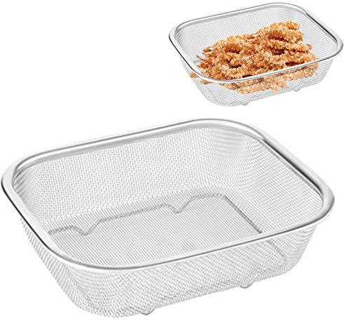 Colino Rettangolare In Maglia In Acciaio Inossidabile, Cestello Per Setaccio In Acciaio Inossidabile, Filtro Olio A Maglia Finta, Cesto Per Patatine Quadrato, Setaccio Per Scolare Alimenti