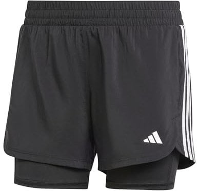 adidas Mujer Pacer 3-Stripes Training Woven Shorts, Black, XL