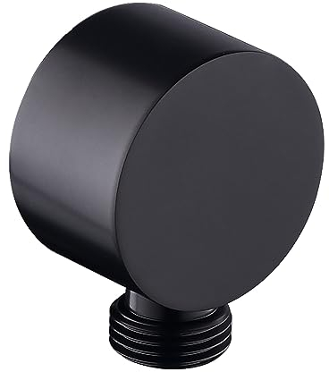 Schlauchanschluss Messing Wandanschlussbogen Wandanschluss 1/2 Zoll Universal Brauseanschlussbogen Sandanschluss Wandanschluss Dusche für Handbrause (Rund, Schwarz)
