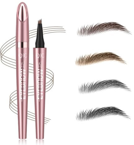 2024 New Magic Eyebrow Pencil with 4 Micro-Fork Tip Long-lasting Waterproof Eyebrow Pen and Smudgeproof Brow Pen,Creates Natural Looking Defined Eyebrows(Black)