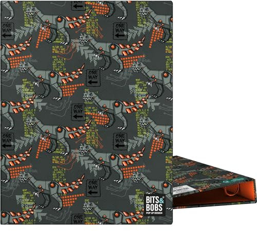 Grafoplás Ringbuch A5 | 4 runde Ringe 20 mm | Glanzlaminiert | Bits&Bobs Pop Up Design, Rex | Perfekt für Dokumente im Zimmer | FSC-zertifiziert