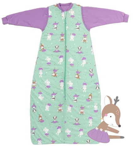 schlummersack Kinder Schlafsack Baby ganzjährig 130 cm Ballerina | Ganzjahresschlafsack Baby mit Ärmel abnehmbar 2.5 Tog Baby Schlafsack ganzjährig | Ganzjahres Schlafsack Baby