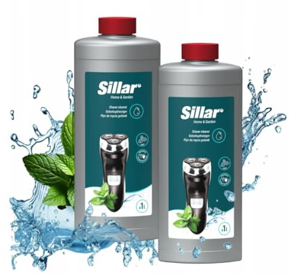 Sillar Scherkopfreiniger Nachfüllflüssigkeit 1L - Minz-Formel - Kompatibel mit Braun CCR Serie 3, 5, 7, 9,Clean&Renew - Reinigungslösung für Rasierköpfe - Maximale Hygiene und Effizienz - 2 Stücke