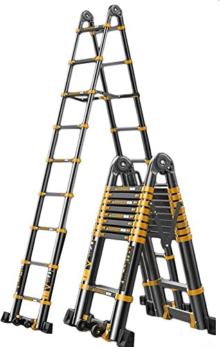 Telescoping Extension Attic Ladder,Foldable Long Extendable Aluminum Ladders Climb Lightweight Ladder Load 330Lb Stepladder