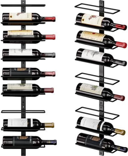 B4Life Wine Rack and Holder Wall Mounted 18 Bottles, Metal Hanging Mount Racks for Wall, Liquor, Champagne for Bottles Storage Home Bar, Cellar and Kitchen, Dining Room (Black, 18 Bottle)