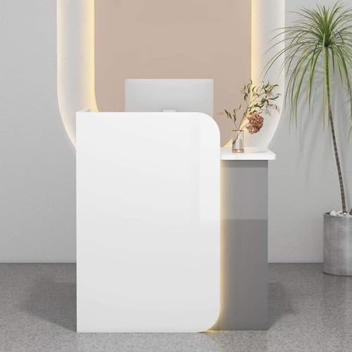 Empfangstheke, Multifunktionale Kassentheke mit abschließbaren Schubladen, Moderne Empfangstheke, Kleiner Empfangstisch, Empfangstheke mit Tresen, für Büro Schönheitssalon Verkaufstheke