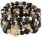 XSDSLS 4 Pièces Bracelet Bohème Multicouches,Bracelet Perles Cristal Superposition,Bracelet arbre de vie en cœur,Bracelet Pierre Naturelle Élastique,Cadeau (Noir)