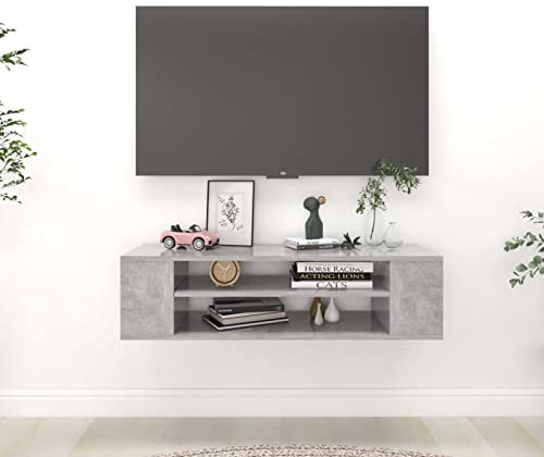 ShGaxin Meuble TV suspendu en aggloméré gris béton 100 x 30 x 26,5 cm, meuble TV, meuble TV, meuble TV, meuble TV 806233