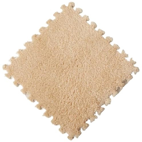 Krabbelmatte Bodenmatte 16-teilige Spielaktivitäts-Plüschmatte, 30 x 30 cm, rutschfeste Spleißmatte, ineinandergreifende weiche Plüsch-Kinderzimmer-Erwärmungsbodenmatte Für Wohnzimmer/Schlafzimmer(Cam