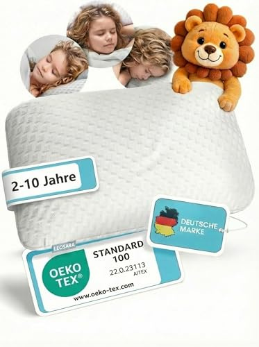LEOSARA® Kinderkopfkissen - Ergonomisches Kinderkissen Memory Foam - Kissen 40x60x6 cm perfekt fürs Kinderkissen (2-10+ Jahre)