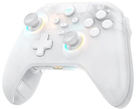 Machenike G3V2 Controller per PC/Switch/iOS/Android - Joystick ad effetto Hall, Illuminazione RGB, Pulsanti rimappabili, Batteria da 1000mAh - Latenza ultra-bassa & Polling di 1000Hz Respuesta, Bianco