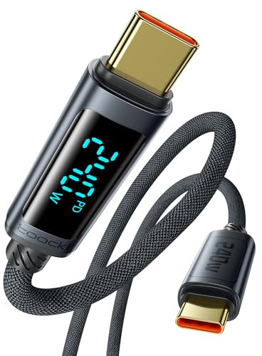 toocki Cable USB C a USB C 240W, 2M Carga Rápida PD 3.1 con Pantalla LED Dinámica y E-Marker, Compatible con MacBook/iPhone 15/16 Pro Max/Carplay