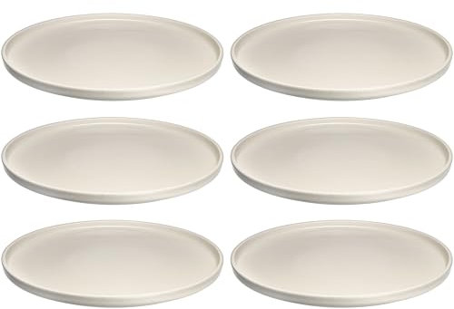 LEONARDO HOME Speiseteller ROMA 6er Set • Ø 27 cm • Mikrowellen- & Spülmaschinengeeignet • stapelbar • Keramik Geschirr für 6 Personen • Steingut-Teller mit glasierter Oberfläche • creme • 027259