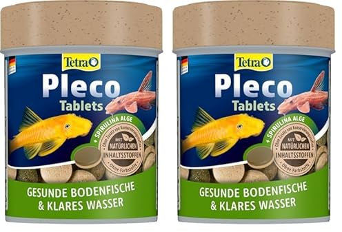 Tetra Pleco Tablets – Nährstoffreiches Fischfutter für alle pflanzenfressenden Bodenfische (z.B. Welse), 275 Tabletten Dose (Packung mit 2)