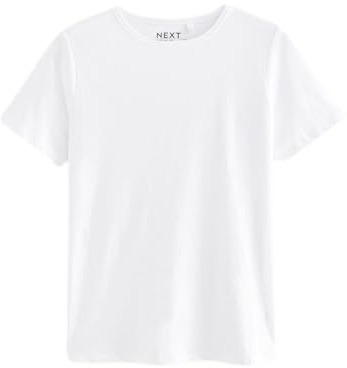 NEXT Damen Everyday Kurzarm-T-Shirt mit Rundhalsausschnitt Weiß 44