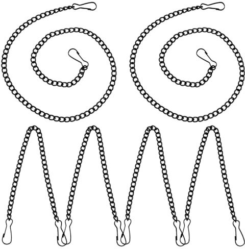 jojofuny 6pcs Black Iron Tag Chains with Snap Clips - Heavy Duty Hanging Chain Set for Garden Plant Hangers, Door Signs & Flower Pots, Outdoor Hanging Decor