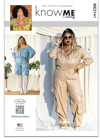 Know Me Sewing Pattern ME2141K5 Misses' Jumpsuit in Two Lengths by The Corny Rainbow K5 (8-10-12-14-16)
