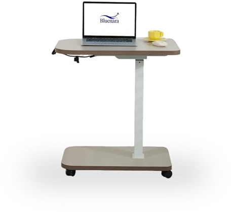 Bluenara – Höhenverstellbarer Schreibtisch elektrisch mit Rollen, 71x46 cm Stehpult mit USB-C – Höhenverstellbarer Computertisch fürs Homeoffice, Dunkelbraun