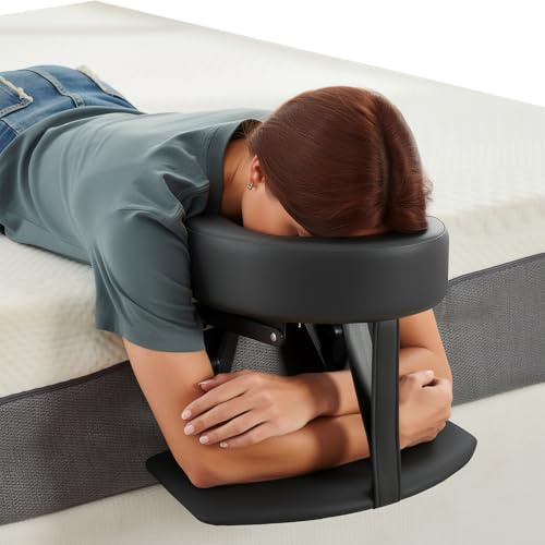 Kensbro Massage Kopfstütze für Bett, 180° Verstellbare Kopfstütze mit Gesichtskissenhalterung, Massage-Matratzenauflage mit Armlehnenbrett und Aufbewahrungstasche, für Matratzen Einer Dicke 14-45cm