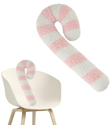 Kissen In Zuckerstangenform, Bequeme Wohnraumdekoration In Lutscherform, Rosa Weiß Gestreiftes Weihnachtskissen, Gefüllte Weihnachtsdekoration Für Stuhl Sofa Schlafzimmer Wohnzimmer Wohnheim