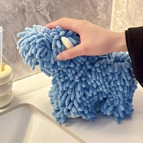 FUANA Handtuch mit Cartoon-Hund, Shih Tzu, 26 x 13 x 13 cm, Chenille-Tier-Design, flauschiges Ball-Handtuch für Kinder, Badezimmer-Dekoration, 1 Packung Küchen-Kochgeschirr