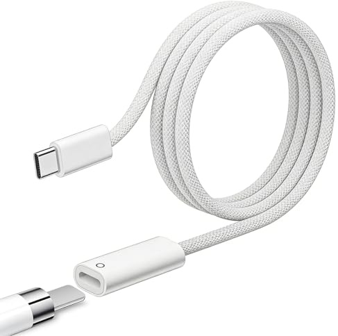 USB C to Pencil Adapter for Apple Pencil 1st Generation, USB C to Ligh-ning Charger Cable for i-Pad 10/11th Gen, Bluetooth Pairing, 0.5m