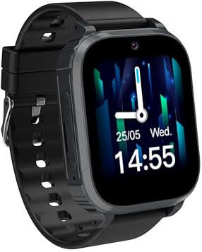Reloj Inteligente Niño, IP68 Smartwatch Niños con GPS y Llamadas, 4G Telefono/SOS/WiFi Localizador/Videollamada/Voz Chat, Alarma, Modo Clase, Linterna, Juegos, Regalo para Niños y Niñas Navidad, Negro