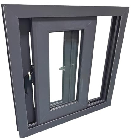 Ventana corredera de aluminio para sótano, cristal templado y mosquitera, ventana pequeña de recambio para cobertizo, gallinero o baño, perfil de 80 mm(80x50cm/31.5x20in)