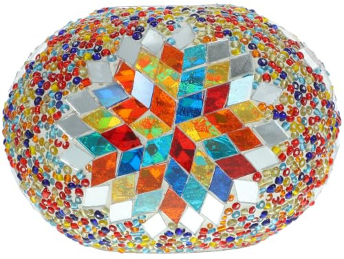 minkissy Mosaik Tischlampe Lampenschirm aus Glas Bunter Nachtlampenschirm mit Orientalischem Design Einfache Installation für Wohnzimmer und Schlafzimmer