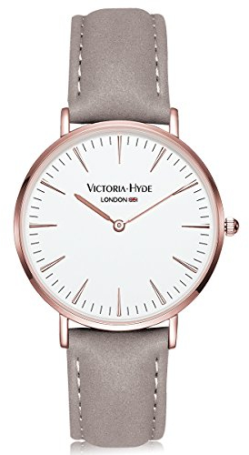 VICTORIA HYDE Unisex Uhr Analog Quarzwerk Uhren Herren Damen Armbanduhr Minimalistische Damenuhr mit Lederarmband
