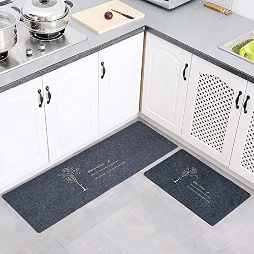 Levoberg - Alfombra de cocina para usar frente al fregadero (2 piezas, antideslizante, lavable en lavadora, 40 x 60 cm + 40 x 120 cm), poliéster, ＃1, 40*60+40*120cm