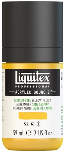 Liquitex 2059890 Professional Acryl Gouache - Kadmiumfrei Gelb Mittel , 59ml Flasche, matt - Acrylfarbe mit Gouache Eigenschaften, Hochdeckend, Wasserfest & Lichtecht