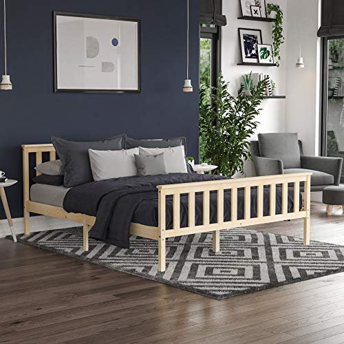 Vida Designs Milan King Size Bed, 5ft, Bed Frame, Solid Pine Wood, Headboard, High Foot End Bedroom Furniture, Pine