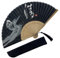 Eastern Wind balck Japanese silk hand folding fan.handheld foldable rave fan 8.3in