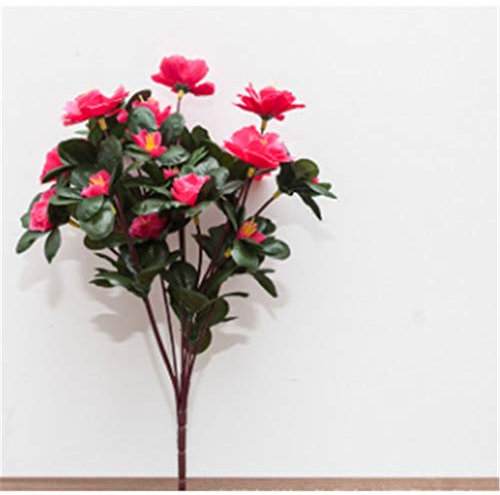 Baisheng Künstliche Blumen Rhododendron simsii Planch Weihnachten Braut Hochzeit Blumenstrauß für Haus Gartenparty Blumenschmuck(9 Bündel-Rose Rot)