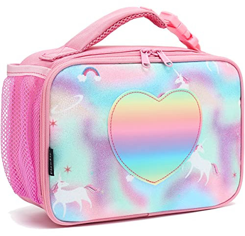 FlowFly - Caja de almuerzo para niños con aislamiento y bolsa suave para regreso a la escuela, unisex, rosa