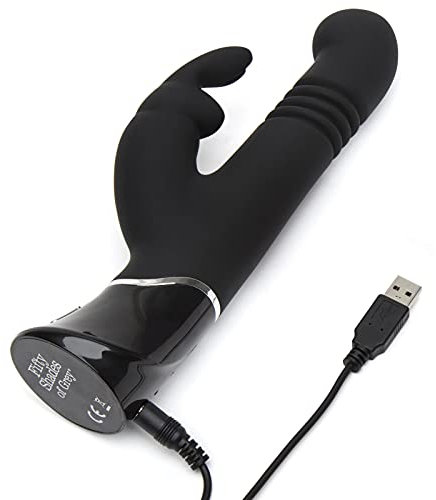 Fifty Shades of Grey Greedy Girl Rabbit-G-Punkt-Stoßvibrator in Schwarz Per USB wiederaufladbar, wasserfest und flüsterleise